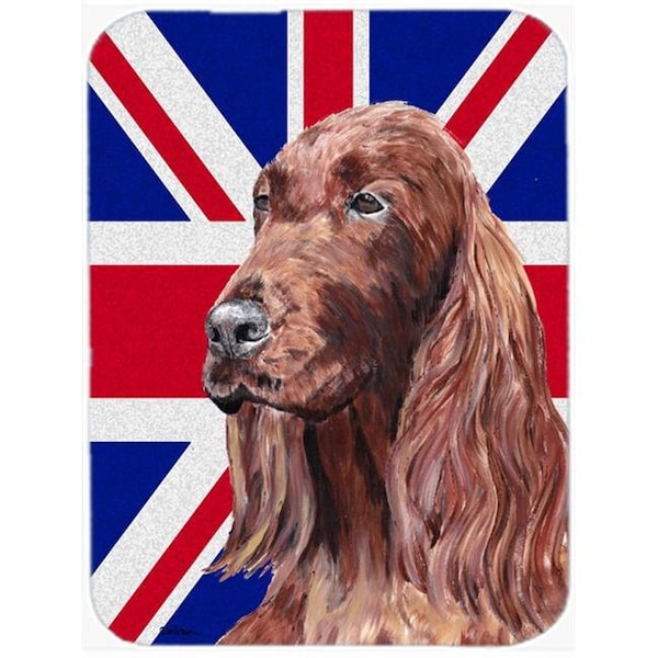 Carolines Treasures Carolines Treasures SC9870LCB Irish Setter With Engish Union Jack British Flag Glass Cutting Board - Large - SC9870LCB