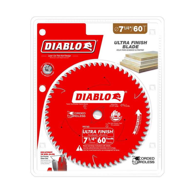 DIABLO 7-1/4 pulgadas x 60 dientes Hoja de sierra circular ultra fina para madera - D0760R