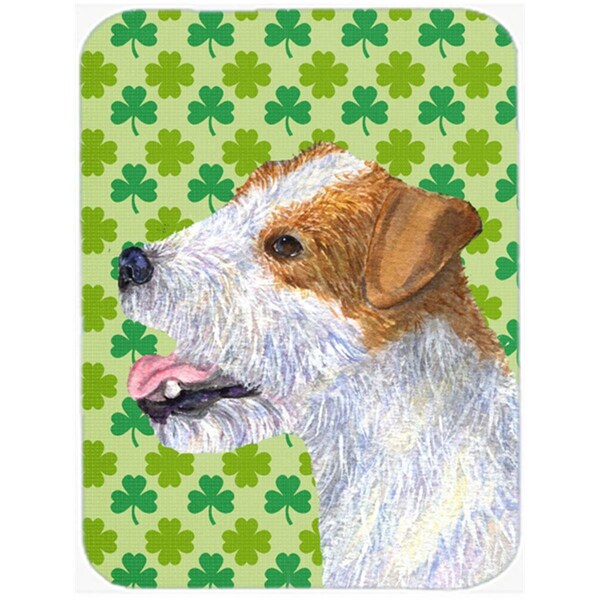 Carolines Treasures Jack Russell Terrier St. Patricks Day Shamrock Glass Cutting Board- Large - SS4435LCB