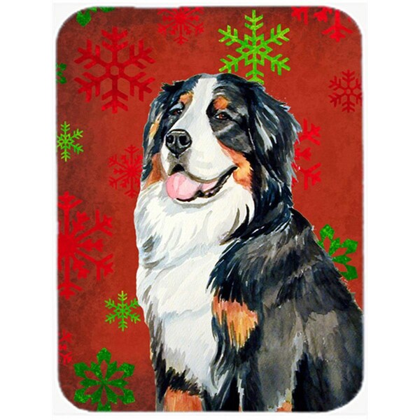 Carolines Treasures Bernese Mountain Dog Red Green Snowflakes Christmas Glass Cutting Board - Large - LH9334LCB