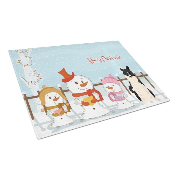Carolines Treasures Merry Christmas Carolers Russo-European Laika Spitz Glass Cutting Board, Large - BB2360LCB