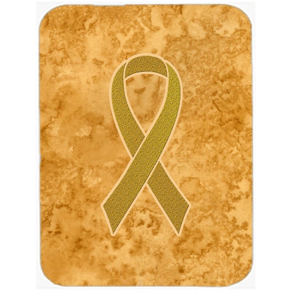 Carolines Treasures 15 H x 12 L In. Gold Ribbon for Childhood Cancers Awareness Glass Cutting Board- Large Size - AN1209LCB