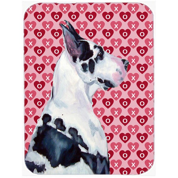 Carolines Treasures 15 x 12 in. Great Dane Hearts Love and Valentines Day Portrait Glass Cutting Board - Large - LH9146LCB