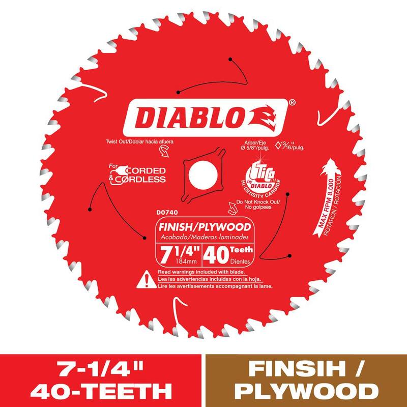 DIABLO 7-1/4 pulgadas x 40 dientes Hoja de sierra circular para acabado de madera - D0740R