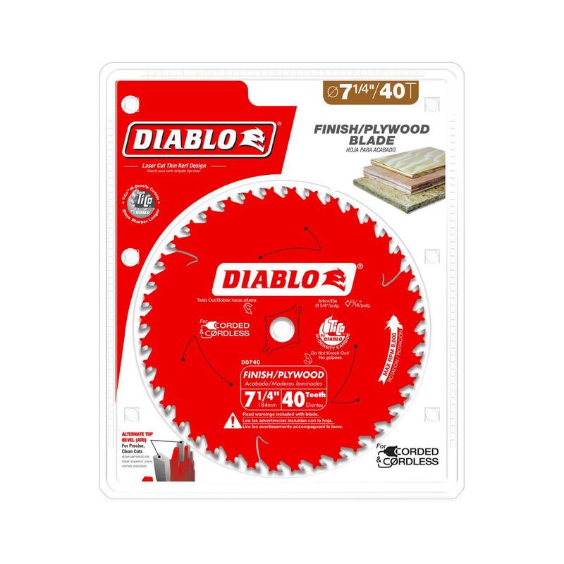 DIABLO 7-1/4 pulgadas x 40 dientes Hoja de sierra circular para acabado de madera - D0740R