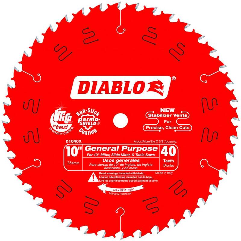 Hoja de sierra circular DIABLO de uso general de 10 pulgadas y 40 dientes, paquete de valor (2 paquetes) - D104040VP