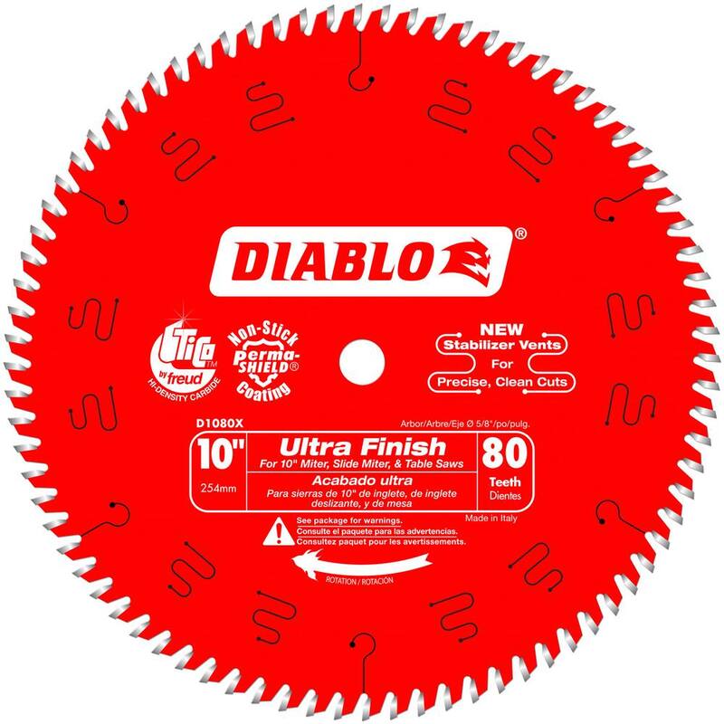 DIABLO 10 pulgadas x 80 dientes Hoja de sierra para acabados ultra finos para madera - D1080X