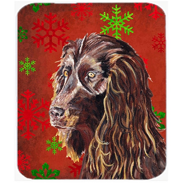 Carolines Treasures 15 x 12 in. Boykin Spaniel Red Snowflake Christmas Glass Cutting Board- Large - SC9588LCB