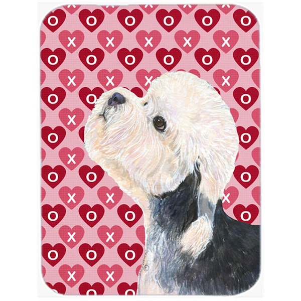 Carolines Treasures Dandie Dinmont Terrier Hearts Love Valentines Day Glass Cutting Board- Large - SS4503LCB