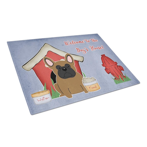 Carolines Treasures Dog House Collection French Bulldog Brown Glass Cutting Board, Large - BB2767LCB