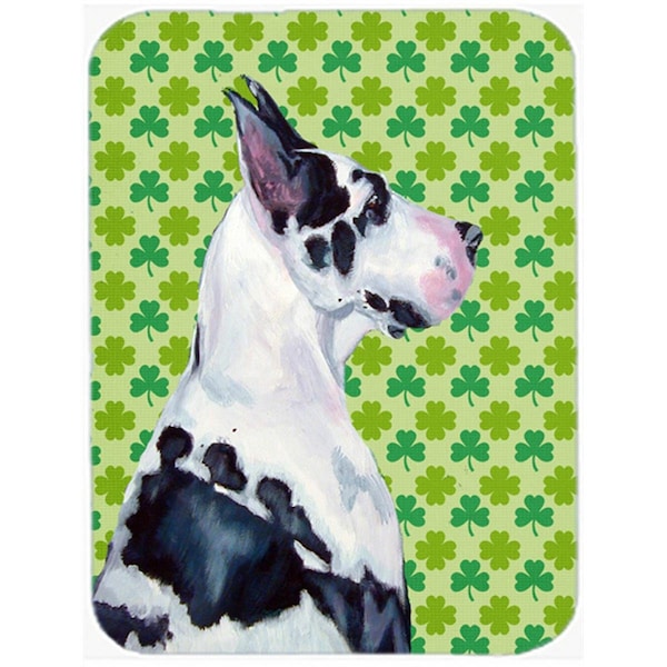 Carolines Treasures 15 x 12 in. Great Dane St. Patricks Day Shamrock Portrait Glass Cutting Board - Large - LH9191LCB