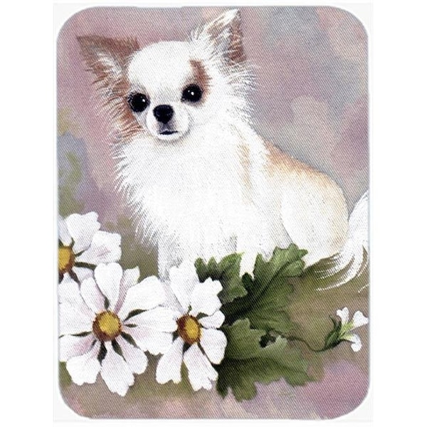 Carolines Treasures Carolines Treasures MH1019LCB Chihuahua White Flowers Glass Cutting Board; Large - MH1019LCB