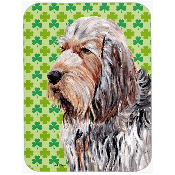 Carolines Treasures Otterhound Large Size Lucky Shamrock St. Patricks Day Glass Cutting Board - SC9732LCB