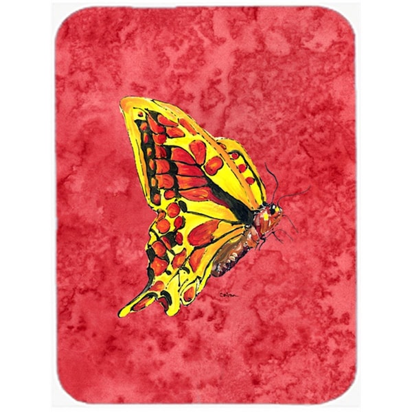 Carolines Treasures 8862LCB Butterfly On Red Glass Cutting Board - Large - 8862LCB