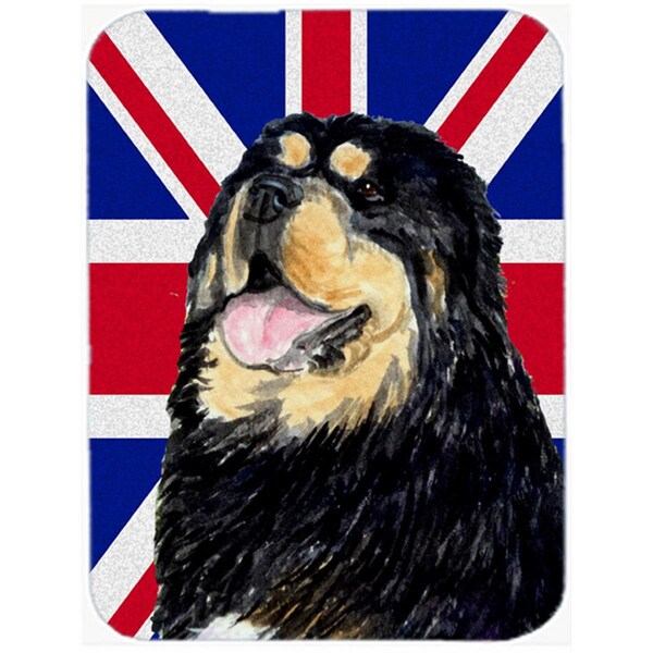 Carolines Treasures Tibetan Spaniel With English Union Jack British Flag Glass Cutting Board - Large - SS4954LCB