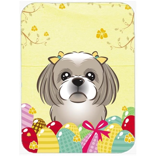 Carolines Treasures Carolines Treasures BB1932LCB Gray Silver Shih Tzu Easter Egg Hunt Glass Cutting Board; Large - BB1932LCB