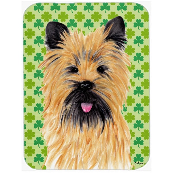 Carolines Treasures Cairn Terrier St. Patricks Day Shamrock Portrait Glass Cutting Board - Large - SC9295LCB