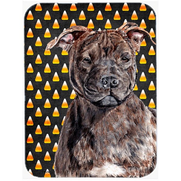 Carolines Treasures Staffordshire Bull Terrier Staffie Candy Corn Halloween Glass Cutting Board - Large - SC9657LCB