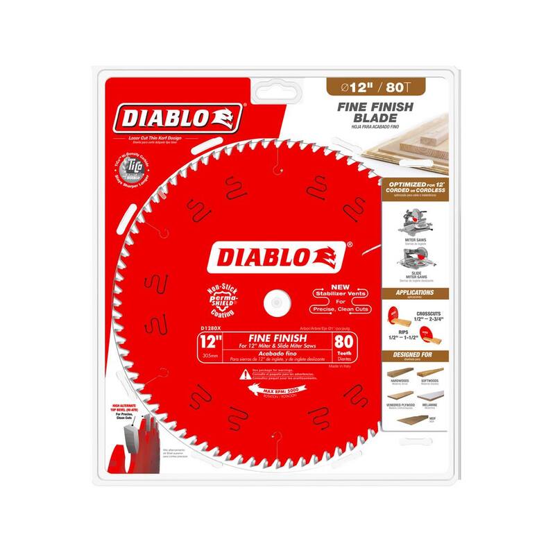 DIABLO 12 pulgadas x 80 dientes Hoja de sierra para acabado fino en madera - D1280X
