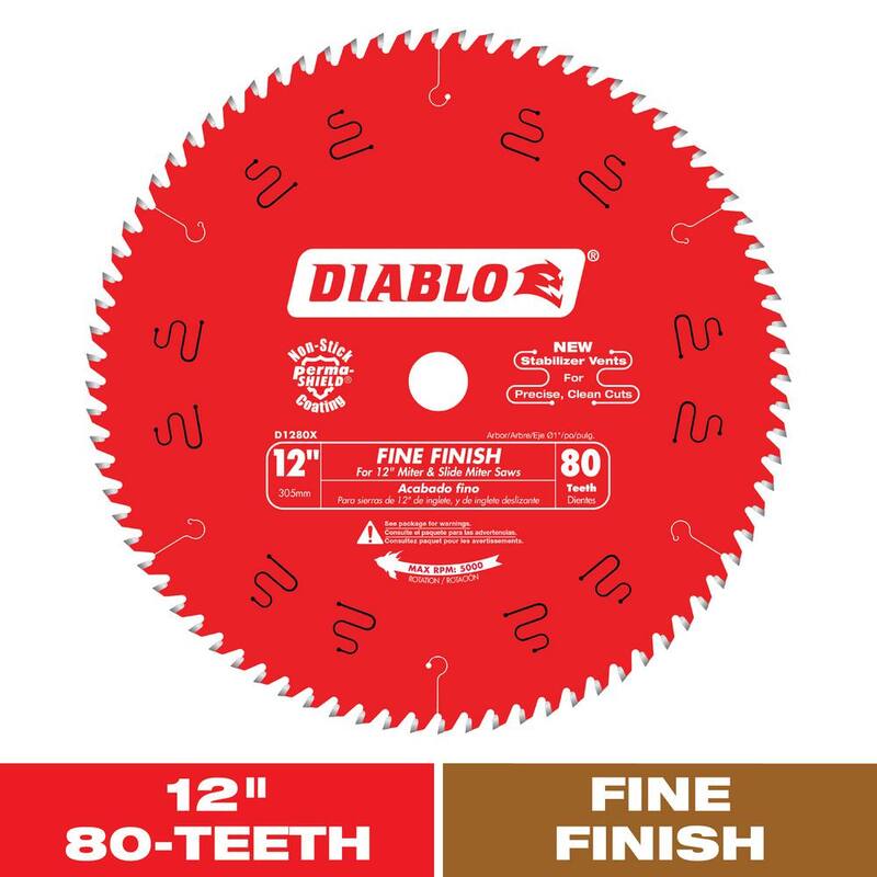 DIABLO 12 pulgadas x 80 dientes Hoja de sierra para acabado fino en madera - D1280X