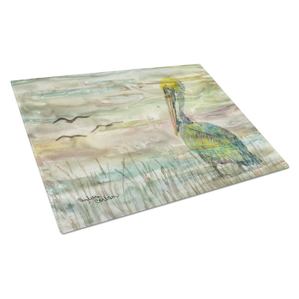 Carolines Treasures Pelican Sunset Glass Cutting Board Large - SC2012LCB