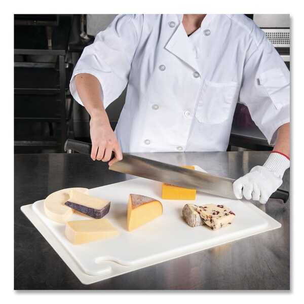 San Jamar Cut-N-Carry Color Cutting Boards, Plastic, 20w x 15d x 1/2h, White - SAN CB152012WH