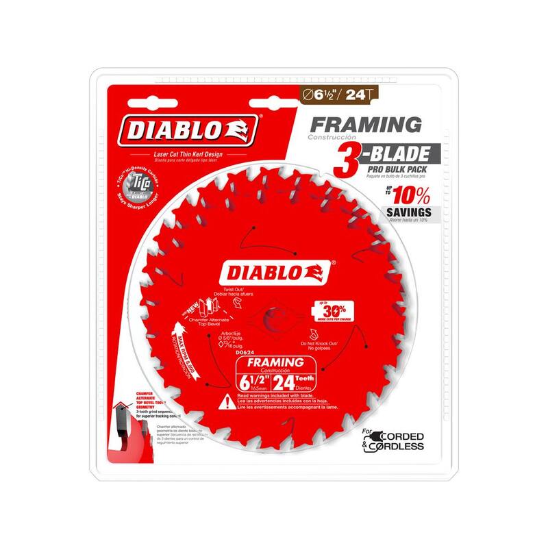 SIERRA CIRCULAR DE ARMADO DE 6-1/2 pulgadas x 24 Dientes para madera - D0624RVP