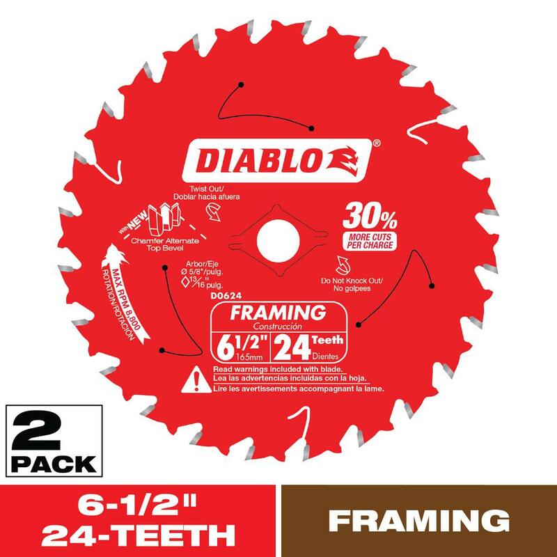 SIERRA CIRCULAR DE ARMADO DE 6-1/2 pulgadas x 24 Dientes para madera - D0624RVP
