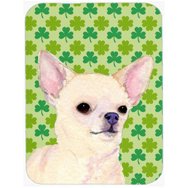 Carolines Treasures Chihuahua St. Patricks Day Shamrock Portrait Glass Cutting Board- Large - SS4403LCB