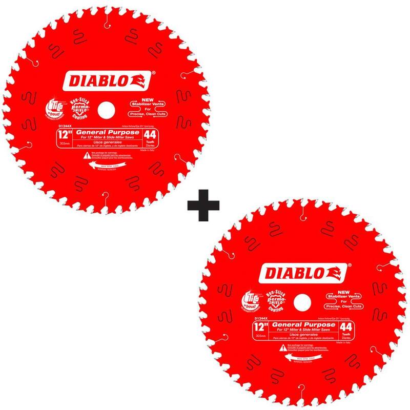 DIABLO Juego de hojas para sierra circular de uso general de 12 pulgadas x 44 dientes (paquete de 2) - D124444VP