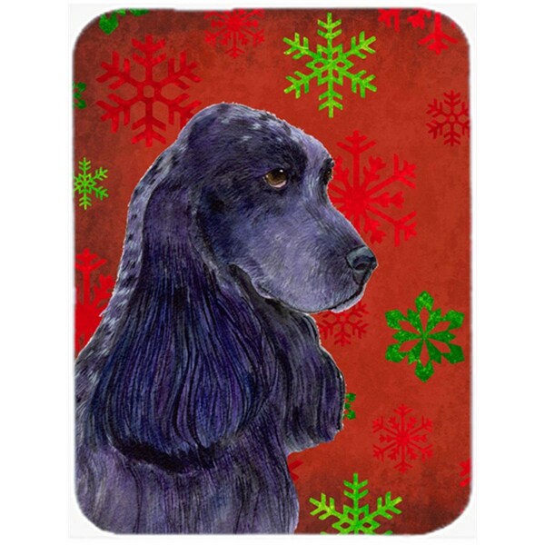 Carolines Treasures Cocker Spaniel Red and Green Snowflakes Christmas- Glass Cutting Board - Large - SS4678LCB