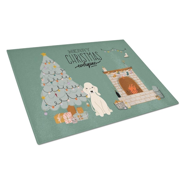 Carolines Treasures Sandy Bedlington Terrier Christmas Everyone Glass Cutting Board - Large - CK7654LCB