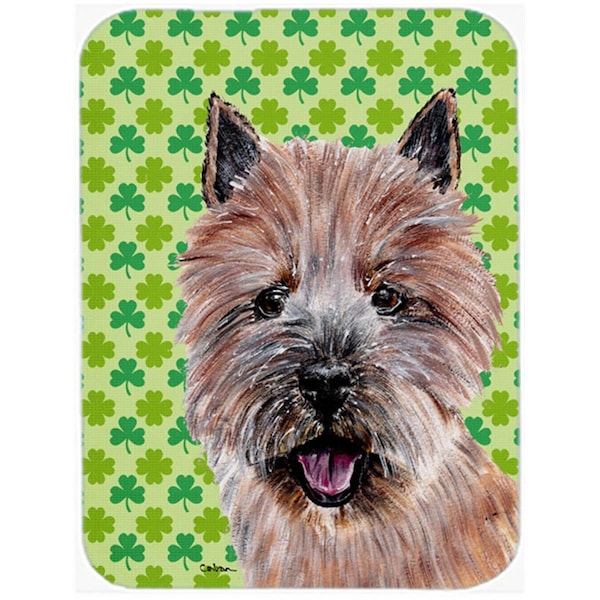 Carolines Treasures Norwich Terrier Large Size Lucky Shamrock St. Patricks Day Glass Cutting Board - SC9734LCB