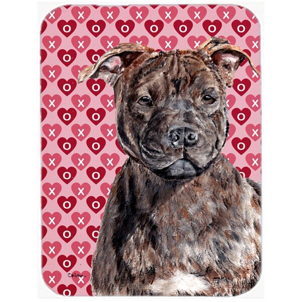 Carolines Treasures Staffordshire Bull Terrier Staffie Large Size Hearts And Love Glass Cutting Board - SC9705LCB