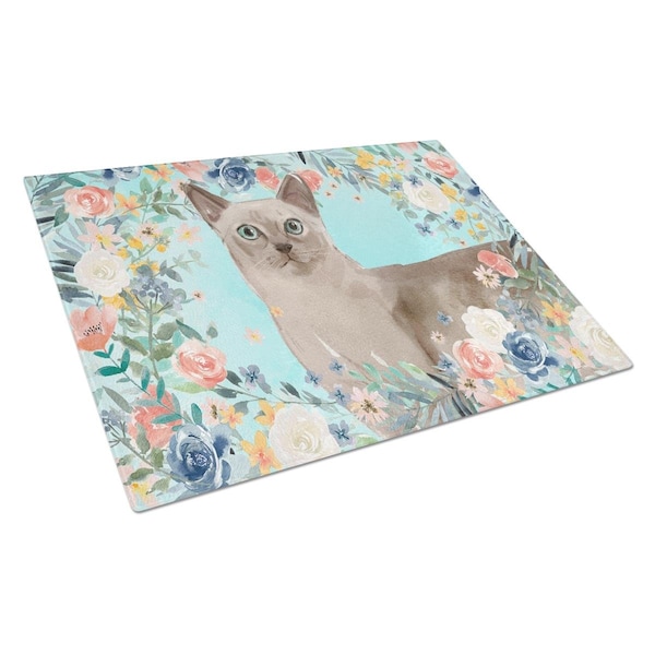 Carolines Treasures Tonkinese Spring Flowers Glass Cutting Board Large - CK3400LCB