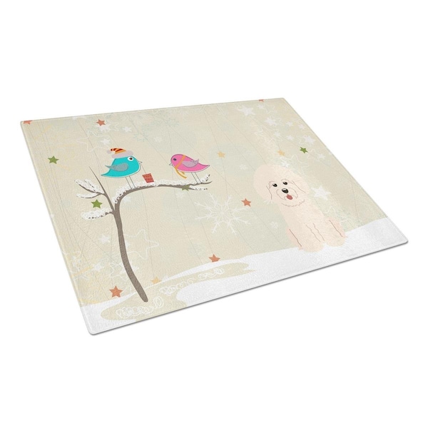 Carolines Treasures Christmas Presents Between Friends Bichon Frise Glass Cutting Board, Large - BB2547LCB
