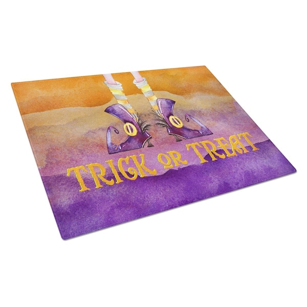 Carolines Treasures Halloween Trick Witches Feet Glass Cutting Board Large - BB7460LCB