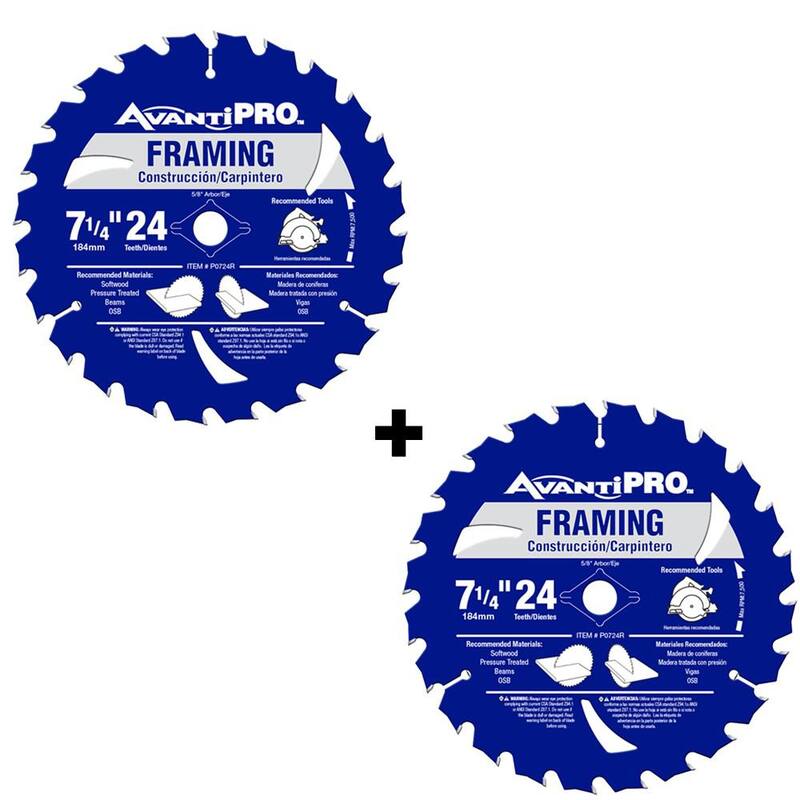 Avanti Pro 7-1/4 in. x 24 dientes Sierra circular para estructuras (paquete de 2) - P0724R2