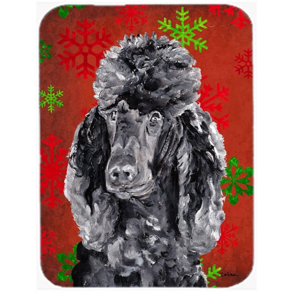 Carolines Treasures Black Standard Poodle Large Size Red Snowflakes Holiday Glass Cutting Board - SC9746LCB