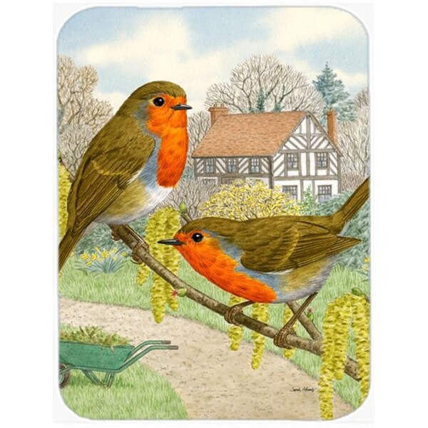 Carolines Treasures Carolines Treasures ASA2097LCB European Robins Glass Cutting Board; Large - ASA2097LCB