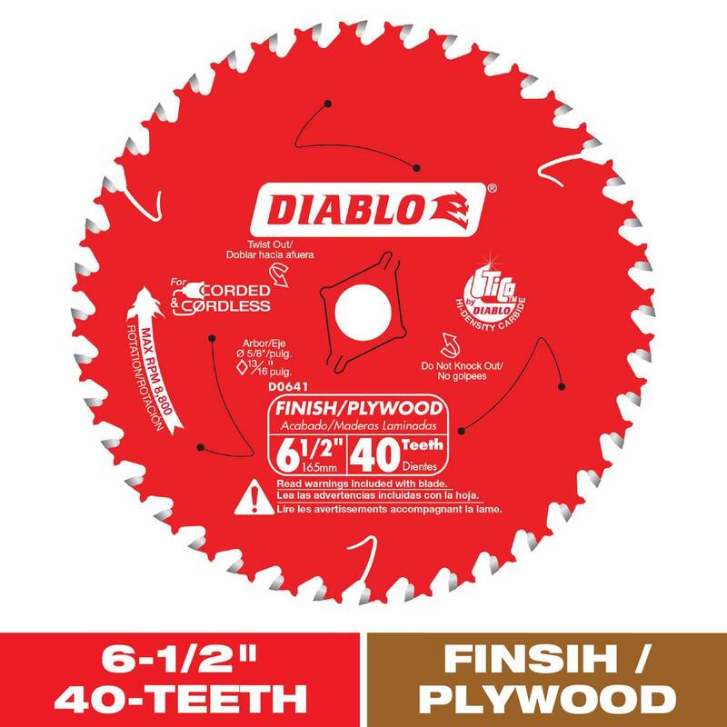 DIABLO 6-1/2 pulgadas x 40 dientes Hoja de sierra circular para madera - D0641R