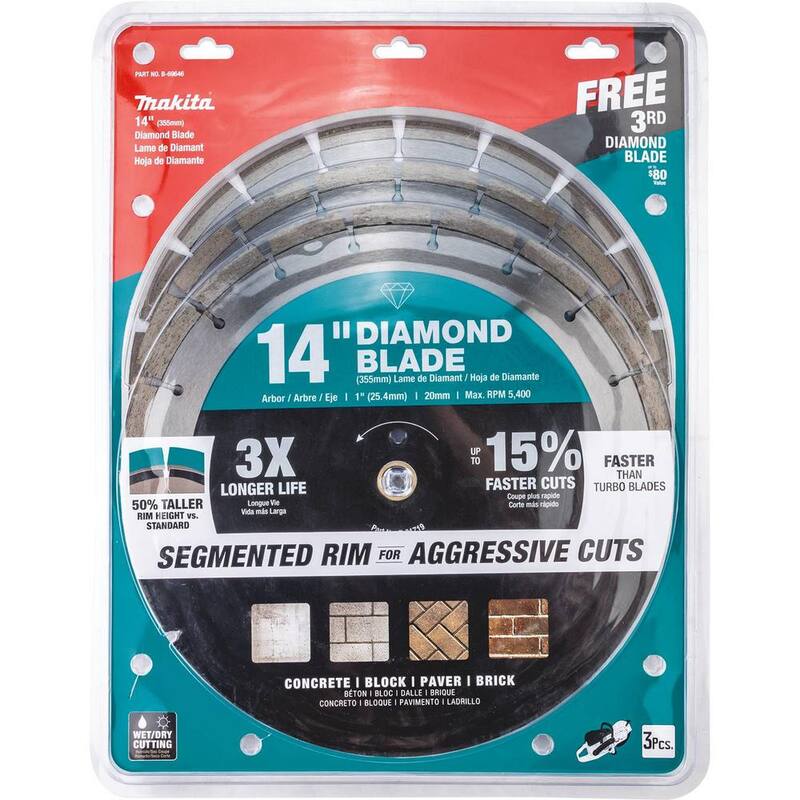 Disco de Diamante de Borde Segmentado de 14 pulgadas para Uso General (paquete de 3) - B-69646