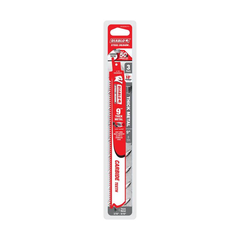 DIABLO 9 pulgadas 8 TPI Steel Demon Carbide Teeth Hojas de sierra reciproca para metal grueso - DS0908CF3