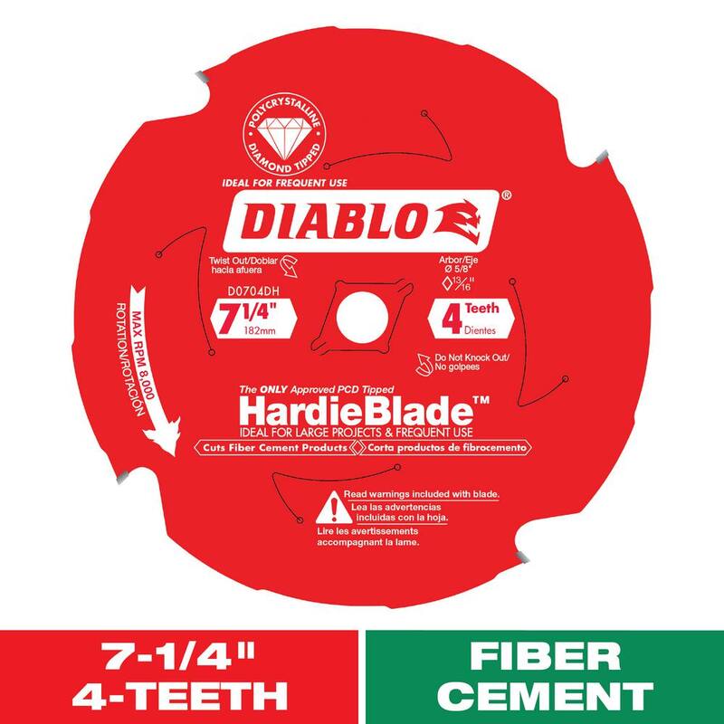 DIABLO 7-1/4in. x 4 dientes HardieBlade Hoja de sierra para cemento de fibra - D0704DH