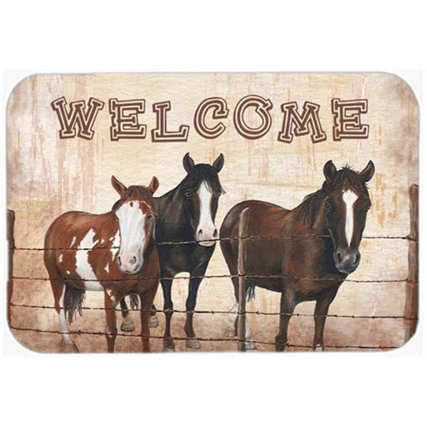 Carolines Treasures Carolines Treasures SB3059LCB Welcome Mat With Horses Glass Cutting Board - Large - SB3059LCB