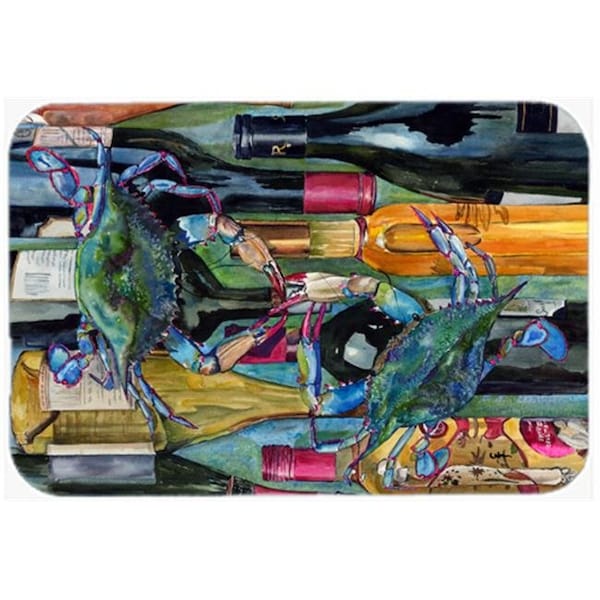 Carolines Treasures Carolines Treasures 8917LCB 15 X 12 In. Blue Crabby Wine Bottles Glass Cutting Board Large Size - 8917LCB