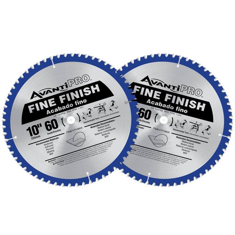 Cuchilla de sierra circular de acabado fino de 10 pulgadas y 60 dientes Avanti Pro Value Pack (paquete de 2) - P106060PP