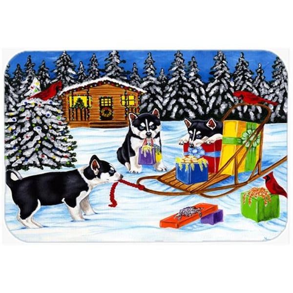 Carolines Treasures Carolines Treasures AMB1318LCB Christmas Mush Siberian Husky Glass Large Cutting Board - AMB1318LCB