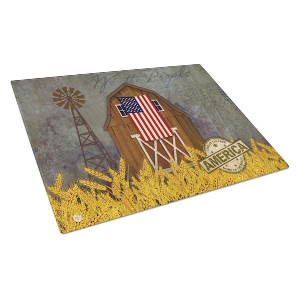 Carolines Treasures Patriotic Barn Land of America Glass Cutting Board Large - VHA3036LCB