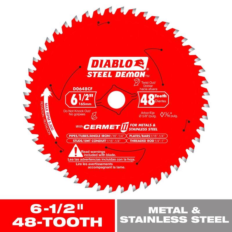 DIABLO Steel Demon 6-1/2 pulg. x 48 dientes Cermet II Hoja de sierra circular para metales y acero inoxidable - D0648CFR